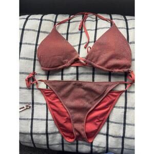 Calzedonia Cobey two piece bikini set sparkled rust color. Fits like a L